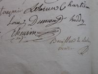 Signature de A.L. Bouillard de Bélair, Maire de 1817 à 1824 (archives municipales Chaumontel – cliché jmrb_2006) 